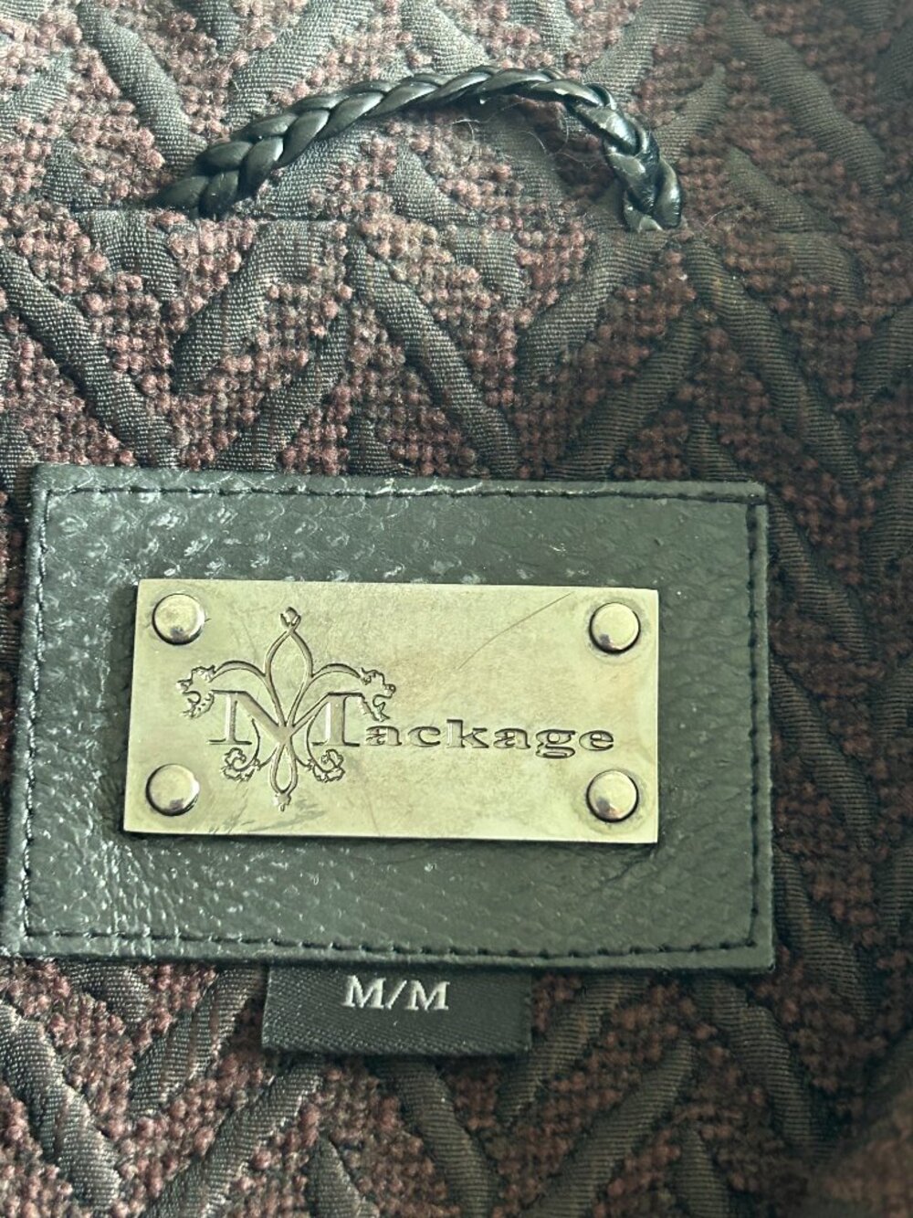 Mackage Chevron Textured Wool Coat with Leather Accents - Picture 6 of 12